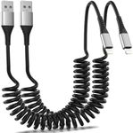 Coiled Lightning Cable for Car, 2Pa