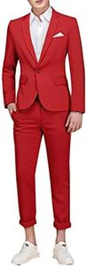 Cloudstyle Men's Suit Single-Breasted One Button Center Vent 2 Pieces Slim Fit Formal Suits Red