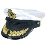 Navy Captain Hat - Unisex Party Hats for Adults, Marine, Admiral and Captain's Hat for Men and Women, Funny Sailor Accessory, Fancy Dress Costume, Hen and Stag Do, Badge, Braid and Laurel Details