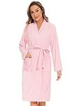 Rosyline Women Kimono Robes Lightweight Bathrobe Knee Length Bath Gown Soft Ladies Robe Pink M