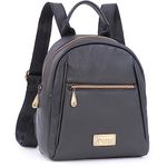 Catwalk Collection Handbags - Small Leather Fashion Backpack For Women - Rucksack With Adjustable Shoulder Straps - Multiple Pockets - ZOEY - Black