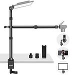 NEEWER Tabletop Overhead Camera Mount Stand with 2 Section Telescopic Extension Arm, Phone Holder, Ball Heads, Screw Adapters, Desk Light Stand for Camera, Phone, Webcam, Ring Light, TL253A+DS001