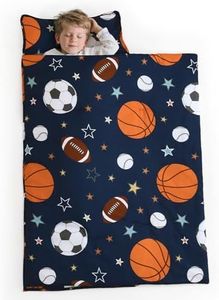 PHF Ball Toddler Nap Mat Set, with Removable Pillow for Toddler Boys, Soft and Lightweight for Daycare, Preschool, Travel, Kindergarten Sleeping Bag, Fits Ages 3-6 Years, Ball