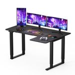 FLEXISPOT L Shape 4 Legs Electric Standing Desk 160 * 110cm Dual Motors Height Adjustable Desk with Splice Board Home Office Computer Workstation Electric Sit Stand Up Desk(Black Frame+Black Top)