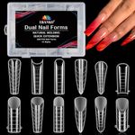 EBANKU Dual Forms for Poly Nail Gel 288PCS Dual Nail Forms Molds Stiletto Coffin Ballerina Acrylic Nail Tips 12 Shapes for Builder Gel Manicure Nail Art Design Salon DIY at Home