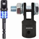 KickFun 1/2" Scissor Jack Adapter for Use with 1/2 Inch Drive/Impact Drills/Ratchet or Standard Drive Sockets or 13/16 Inch Lug Wrench/Tire Iron or Socket/Easy Lifting (2Pcs Set Black)