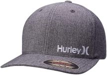 Hurley Men's Baseball Cap - Flexfit Curve Bill Fitted Trucker Hat for Men (S-XL), Size Large-X-Large, Light Grey