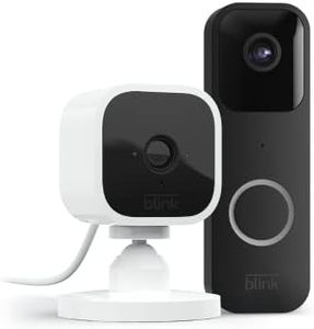 Blink Video Doorbell (Black) + Mini Camera (White) | Two-Way Audio, HD Video, Motion and Chime Alerts | Works with Alexa
