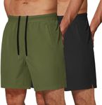 COOFANDY Mens Athletic Running Shorts 7" Gym Workout Shorts 2 Pack Quick Dry Training Shorts with Zipper Pockets