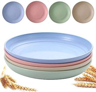 9 Inch Unbreakable Wheat Straw Plates - Reusable Plate Set - Dishwasher & Microwave Safe - Dinner Dishes Lightweight Plates Salad Kids Adult Plate for Kitchen Camping - BPA Free (Plate-9in)