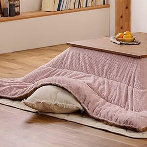 IRIS OHYAMA Kotatsu Futon, Kotatsu Throw Mattress [Velour] Pale Pink/Beige, Square: 74.8 x 74.8 inches (190 x 190 cm)