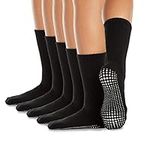 LA Active Grip Socks - 5 Pairs - Yoga Pilates Barre Ballet Non Slip Crew Hospital (Tuxedo Black, XL)