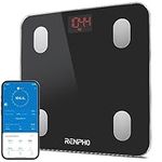 RENPHO Elis 1 Bluetooth Body Fat Scale, Smart Digital Bathroom Scale Wireless Weighing Body Composition Analyzer Health BMI Scale with Smartphone APP, Weight, Body Fat Monitor, 396 lbs/180 kg (Black)