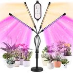 PKBD Grow Lights for Indoor Plants, 100 LEDs 4 Heads Full Spectrum Led Grow Light for Seedlings with 10 Dimming Level & 3 Lighting Modes, Grow Light Indoor with Auto Timer and Height-Adjustable Stand