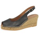 Toni Pons Women's leather espadrille - CROACIA - Black, 7 UK - 40 EU