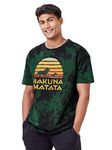 The Souled Store Men Official Round Neck Lion King Hakuna Matata Black Color Oversized T Shirts for Men Baggy Off-Shoulder Loose Fit Relaxed Drop Shoulder Half Sleeve Round Neck Back Printed