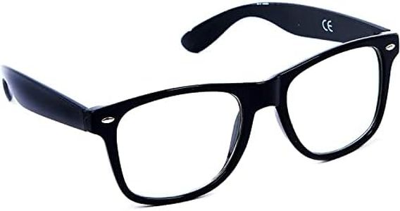 Mustavo Black Frame Clear Glasses Nerd Geek Vintage Retro Secretary Specs Mens Womens Unisex Adult Size