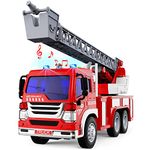 TOYABI Fire Truck, Fire Engine Toys with Ladder/Light & Sound, 1:16 Model Toy, Kids Gift for 2 3 4 5 6 7 8 Year Olds