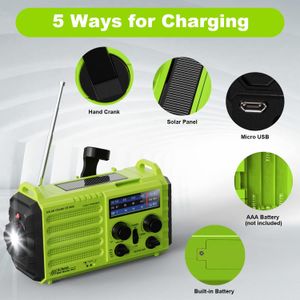 Solar Hand Crank Emergency Radio – Green Portable Weather Alert