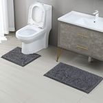 Oscrobie Toilet Mat Set 2 piece, Toilet Mat U Shaped Bathroom Rugs Bath Mats for Bathroom Non Slip Luxury Chenille Bath Mat U Shape