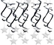 Fun Express - Dangling Silver Star Swirls (dz) for Party - Party Decor - Hanging Decor - Spirals & Swirls - Party - 12 Pieces VBS 2026