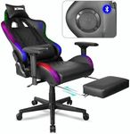 RGB Gaming Chair with LED Lights & Stereo Bluetooth Speakers XTREME Engage by O&S PC Computer Recliner Swivel Gamer Chair with Detachable Padded Headrest Lumbar Support Cushion & Footrest Black