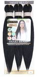 Pre Stretched Braid (PACK OF 3) by Smart Braid 16" long (IDEAL FOR KIDS) Easy Braiding Crochet Anti Bacterial Yaki Texture Hair Extension Ombre Hot Water setting No Itch (1B Natural Black)