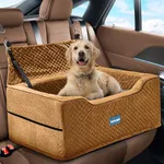 Aupures Dog Car Seat -Perfect Dog Car Seats for Large Medium Sized Dogs Under 55 lbs,Dog Booster Car Seat for Two Small Dogs with Adjustable Height,Pet Car Seat, Dog Car Carrier in Fabric(Brown)