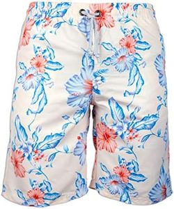 PREFER TO LIFE Men's Board Shorts, Quick Dry Swimwear Beach Holiday Party Bermuda Swim Big Pants …, Floral-pink, Medium