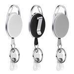 Vicloon Retractable Badge Reels, 3 Pcs Reel Clips Extendable Key Chain Key Lanyard Belt Clip for Key Ring ID Card Badge Holder (Black, White, Grey)