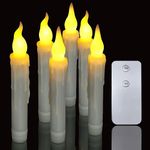 LED Tapered Candle with Remote Control, PChero 6pcs LED Flameless Battery Taper Floating Candles Sticks for Christmas Halloween Room Table Decorations