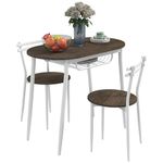 HOMCOM 3-Piece Dining Table and Chairs Set, Oval Kitchen Table with 2 Chairs, with Wire Storage Shelf and Steel Frame, Natural