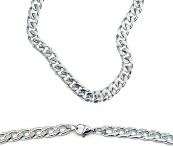 PrimeSelect - Collar de acero inoxidable de color plata/platino 7x55 cm - Joyeria hecha a mano - Cadena para hombre y mujer de eslabones cubanas - Cordon Hipoalergénico y antioxidante