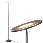 Brightech Sky LED Floor lamp, Torchiere Super Bright Floor Lamp for Living Rooms & Offices - Dimmable, Tall Standing Lamp for Bedroom Reading - Black