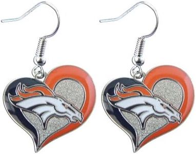 NFL Denver Broncos Swirl Heart Earrings