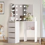 Corner Vanity Desk with Lighted Mir