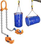 GPOAS Updated Chain Drum Lifter 2200 LBS Load Capacity Barrel Lifter G80 Lifting Chain Sling Vertical Drum Lifter Vertical Hoist Self Locking, Horizontal Lifter for Plastic & Metal Drums,Orange