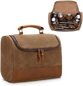 LoDrid Travel Bartender Bag for Bar Kit Genuine Leather Waxed Canvas Portable Bartender Carry Bag with Handle for Travel Home Indoor Outdoor Party (Bag Only),Patent Pending, Khaki, Portable