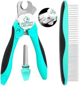 VIWIK 2 in 1 Dog Nail Trimmers with LED Light for Bloodline, Dog Comb, Dog Nail Clippers with Quick Sensor & Safety Guard to Avoid Overcutting, Cat Puppy Claw Clipper for Grooming with Nail File Blue