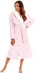 KATE MORGAN Ladies Dressing Gown Fluffy Super Soft Hooded Bathrobe for Women Plush Fleece Perfect Loungewear Long Robe | Gifts for Women XL Pink