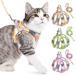 RETOLIT Cat Harness with 1.5m Leash, Adjustable Escape Proof Cat Vest Harness with Safety Reflective Strips, Lightweight Soft Cat Belt Leash for Small Medium Large Cats Dogs Hiking Walking(Orange,XXS)