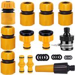 EUHUYG Garden Hose Fitting Set.1Nozzle,5 End Quick Connector,1Hose Waterstop Connector,2 Double Male Snap Connector,2 Hose Tap Connector 1/2 Inch and3/4 Inch Size 2-in-1etc