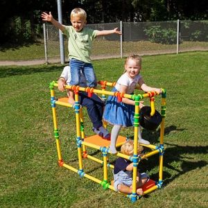 TubeRoo Crazy Tubes! Klettergerüst Indoor Outdoor Kinder Kletterpyramide Spielgeräte Spielturm Kletterturm Kletterdreieck Spielhaus Spielplatz Garten XXL Großbausteine - Röhren Großbaukasten