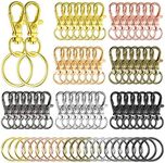 100 Pieces Swivel Clasps Set 50 Piece Lanyard Snap Hooks with 50 Piece Key Chain Rings, Lobster Clasp Keychain Hooks Key Chain Clip Hooks Lobster Claw Clasps for Keychain Jewelry DIY (Multicolored)