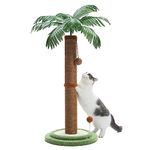 PAWZ Road Coconut Palm Cat Scratching Post, 85cm height Cat Scratcher for indoor cats with Interactive Balls Brown