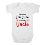 Second Ave Cute Funny Babygrow Vest White Shortsleeve Bodysuit I'm Cute Uncle Baby Grow Outfit