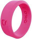 QALO Women's Rubber Silicone Ring, Modern Silicone Rubber Wedding Band, Breathable, Durable Engagement Silicone Ring, 8mm Wide 2mm Thick, Pink, Size 9