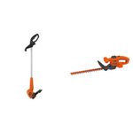 BLACK+DECKER Corded String Trimmer with Auto Feed, 4.4 Amp Motor, Edge Guide, 13-Inch (ST7700-CA) & Electric Hedge Trimmer, 16-Inch (BEHT100)