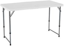 Lifetime Height Adjustable Craft Camping and Utility Folding Table, 4 Foot, 4'/48 x 24, White Granite