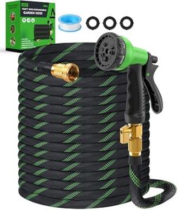 100ft Garden Hose，Non-Expandable Water Hose with 8 Function Spray Nozzle